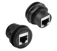 QIANRENON CAT6 RJ45 Rosca Fija Montaje Ethernet Adaptador Acoplador 1000 Mbps RJ45 8P8C hembra a hembra Bulkhead Mount 180° Red Conector Socket, Blindado, para Ampliación CAT6 Puerto de Red, 2 Piezas