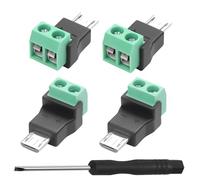 QIANRENON Conector de carga micro USB de 2 pines sin soldadura, micro USB macho a adaptador de crimpado de 2 pines, 5 V, 3 A, microUSB 2.0, terminal de tornillo sin soldadura, no se puede transferir
