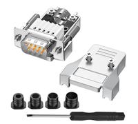 QIANRENON Conector serie DB9 sin soldadura compacto DB9 macho adaptador de terminal de crimpado chapado en oro D-SUB 9 pines sin soldadura, tornillo frontal, tubo trasero, para reparación RS232/RS485