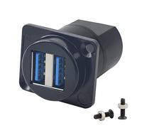 QIANRENON Doble USB Conectores de Paso de Montaje en Panel Acoplador de Panel 2 USB3.0 Hembra a Hembra,Montaje en Panel Tipo D y XLR,para Transferencia de Datos y Carga.