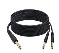 QIANRENON Dorado TRS 6.35mm a TS 6.35mm Audio Cable Estéreo 1/4 TRS Macho a 2 TS 1/4 Macho Doble Canal Puente Cable, para Conectar Guitarras Amplificadore, 1,5m/4,9ft