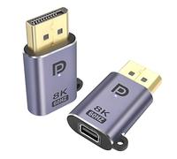 QIANRENON DP a Mini DP Adaptador 8K@60Hz DP 1.4 Macho a Mini DisplayPort Hembra Extensión Conector, con Colgar Agujero y LED Luz, para Tablet MacBook Surface portátile HDTV, 2Pcs