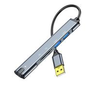 QIANRENON Estación de acoplamiento USB 5 en 1 Hub USB 2.0 a USB 2.0 TRRS 3.5mm Audio TF/SD lector de tarjetas multifunción puerto replicador adaptador, para portátil TF/SD tarjeta de memoria ISO 4