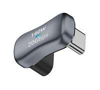 QIANRENON Extra Ancho USB C U Forma ángulo Adaptador 140W 20Gbps USB3.2 Type C Macho a Hembra 180 Grados Gran Distancia Conector 4k@60HZ, LED/Aluminio, para Steam Deck Smartphone Laptop Tablet