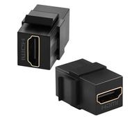 QIANRENON HDMI 2.0 Keystone Module HD Display Koppler 4K HDMI hembra a hembra Keystone Panel 180° Ángulo Conector HDMI Keystone Pared Placas HDTV Enchufe Adaptador, para Placa de Pared, Negro, 2