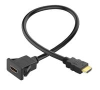 QIANRENON HDMI 2.0 Rectangular Snap on Montaje HD Cable Conector 4K @ 60Hz HDMI macho a hembra integrado Adaptador de montaje fijo Extender para HDTV Monitor proyector de escritorio, 30 cm