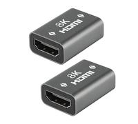 QIANRENON HDMI Hembra a Hembra acoplador HDMI Coulper Conector de Cable de extensión 3D 8K @ 60Hz HDR aleación de Aluminio PC Monitor portátil, etc., Gris Paquete de 2