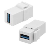 QIANRENON Keystone - Adaptador USB 3.0 (5 Gbps, USB 3.0, conector modular, ángulo de 180°, 5 V/2 A, para panel de pared estándar, 2 unidades), color blanco