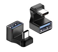 QIANRENON Más Ancho U Forma Ángulo USB C a USB3.1 Adaptador 10Gbps Type C Macho a USB3.1 Hembra Amplia 180° Ángulo Conector, Transferencia Audio/Video OTG, para Steam Deck NDC Smartphone Tablet, 2Pcs