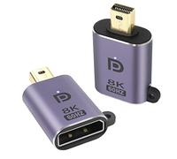 QIANRENON Mini DP a DisplayPort Adaptador 8K@60Hz 1.4 Macho a Hembra Extensión Conector con Colgar Agujero y LED Luz, para Tablet MacBook Surfaces Portátile HDTV Monitore, 2Pcs