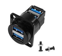 QIANRENON Panel de Montaje USB3.0 Doble Con Adaptador de Ángulo 90° - 5Gbps, 2 Hembras a 2 Hembras, Conector Recto, Socket de Montaje Para Transferencia de Datos/Carga, Extensión de 2 Puertos