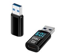 QIANRENON PD 60 W USB 3.2 macho a tipo C hembra, conector de pantalla digital, 10 Gbps de carga, adaptador A a C, carga en tiempo real, 2 unidades