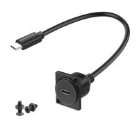 QIANRENON PD60W USB C Panel Montaje Conexión Carga Rápida Cable Corto 5Gbps USB Tipo C 3.0 Macho a Hembra Bulkhead Fijo Mount Cable Adaptador Cable Adaptador de Montaje 20 V 3 A, Panel XLR/D Montado