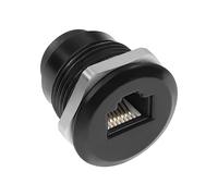 QIANRENON RJ12 - Adaptador de enchufe de teléfono de montaje roscado CAT3 RJ12 6P6C hembra a hembra, conector de montaje empotrado, para módem telefónico de comunicación de voz