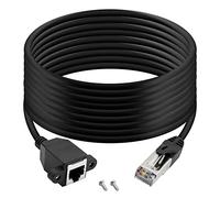 QIANRENON RJ50 10P10C Cable de extensión Macho a Hembra Montaje de Tornillo blindado Cat 5E 26AWG para Radio Motorola Escaneo de código de Barras, impresión láser, Equipos industriales. 5m (16.4ft)