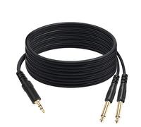 QIANRENON TRS 3.5mm a 2 TS 6.35 Audio Cable Y Adaptadore Dorar TRS 1/8 Macho a 2 TS 1/4 Macho Mono Estéreo Cable,para Guitarra, mesas de Mezcla, amplificadore,1,5m/4,9ft