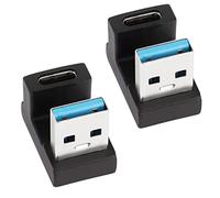 QIANRENON USB 3.1 a USB C U Forma Ángulo Adaptador 10 Gbps USB A Macho a Type C Hembra 180 Grado Ángulo acoplador Conector, Ayuda 5V/3A Carga Transferencia dato OTG, para PC Tableta portátile, 2Pcs