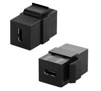 QIANRENON USB C 3.1 Keystone Conector 10Gbps USB Tipo C 3.1 Hembra a Hembra Keystone Adaptador USB C Keystone Pared Placa Enchufe Módulo de Paso, 100 W de carga, para Panel de Pared Panel, Negro, 2