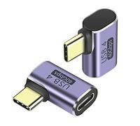 QIANRENON USB C 90° ángulo Adaptador 40 Gbps USB4.0 Type C Hembra a Macho Recto ángulo Conector, Transferencia de Datos, Carga Tipo C OTG, para Laptop Tablet Steam Deck, 2Pcs (Curva Lateral)