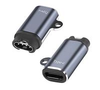 QIANRENON USB C a Garmin Smartwatch Adaptador Conector, Garmin Reloj carga Enchufe a Type C hembra Convertidor Acoplador. Aluminio Carcasa, Para smartwatche Garmin,pulsera Garmin, Azul-gris, 2Pcs
