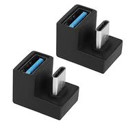 QIANRENON USB C a USB 3.1 U Forma Ángulo Adaptador 10 Gbps Type C Macho a USB A Hembra 180 Grado Ángulo acoplador Conector, Ayuda 5V/3A Carga Transferencia dato, para teléfono Tableta portátile, 2Pcs
