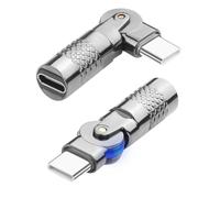 QIANRENON usb C adaptador giratorio PD60W tipo C macho a hembra con rotación rápida 20 V 3 A carcasa de metal luz LED