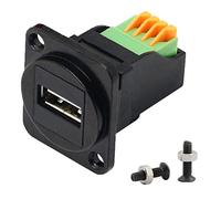 QIANRENON USB2.0 Panel Montaje Adaptador USB2.0 hembra a 4Pin Crimpado Terminal sin soldadura Conector USB2.0 Jack Panel Módulo Carga Dato, para Mantenimiento extensión USB2.0 DIY