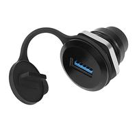 QIANRENON USB3.0 a USB C Embedded Fijación roscada Adaptador 5Gbps USB3.0 Hembra a USB C Hembra Panel Montaje Convertidor USB3.0 a USB C Redondo Conector Toma, con Capuchón Impermeable