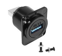 QIANRENON USB3.0 Macho a Hembra Panel Montaje Adaptadore 5Gbps USB Plug to Socket Conversión Conectores USB3.0 Montaje Socket, D Panel/XLR Panel Montaje, para USB Dato Transferencia y Carga