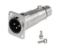 QIANRENON XLR Macho a Hembra Panel Montaje Adaptador 3 Pin XLR Enchufe a Jack Montaje Conector Acoplador XLR Pasamuros Mamparo Montaje Toma, para Micrófono Mezclador de Sonido, Plata