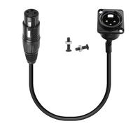 QIANRENON XLR Panel Montaje Cable Corto Conector Mik Conector Dorado 3 Pin XLR Macho a Hembra Fijo Cable Adaptador XLR Conductor de Instalación a Bulkhead para Mezclador Iluminación Escenaria, 35 cm