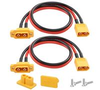 QIANRENON XT60 Conector para construcción de modelos de avión fijos, cable XT60E-M macho a XT60 macho Li batería conector Bulkhead montaje cable 14 AWG funda antipolvo para exterior Power FPV Drone,