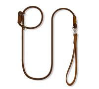 Qianruida Correa Adiestramiento Perro 150cm Correa de Lazo Perro Ajustable Collar Adiestramiento Cuerda para Perros - marrón Oscuro