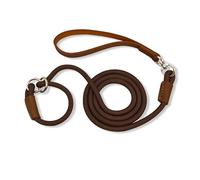 Qianruida Correa Adiestramiento Perro 180cm Correa de Lazo Perro Ajustable Collar Adiestramiento Cuerda para Perros - marrón Oscuro