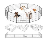 Qianruida Valla para Perro 12 Piezas 60x80 Cm Parque Perros Exterior/Interior Corralito Perro Plegable Valla para Cachorros Vallas para Jardin Metalicas Negro