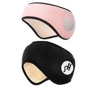 QianShi 2 orejeras insonorizadas para dormir, 2 en 1, calentador de oídos, diadema, máscara para dormir, orejeras de invierno, yoga, deportes, maquillaje (rosa, negro)