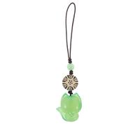 QianShi Llavero con dije de zorro de jade con colgante de ágata, correa de muñeca para teléfono celular, cuentas decorativas para colgar en Navidad, accesorios de llaves de coche, bolsos, mochilas