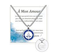 QianSiLi Idea Regalo Navidad,Idea Regalo Pareja Enamorada,Collar Acero Inoxidable con Brújula/Colgante Ancla,Regalo Personalizado para Parejas,Regalo Para Tu Amigo（2）