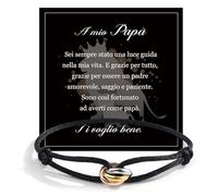 QianSiLi Pulsera con anillo tricolor, pulseras de la suerte rojas, pulsera roja Kabbalah para mujer y hombre, pulseras regalos para él y ella, ajustable, acero inoxidable, 17.5 centimetri, Nailon