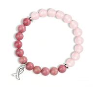 QianSiLi Pulsera de piedra natural mujer pulsera elástica regalo personalizado maestro regalo mujer original útil, Pietra Rosa, Sin gemas
