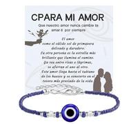 QianSiLi Pulsera Ojo Turco de Plata - Regalo Original para Mujer, Niña, Amigas - Ideal para Cumpleaños, Aniversario, Navidad