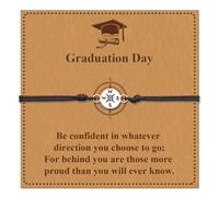 QianSiLi Regalos de graduación para ella/él 2025, pulsera con dije de brújula para mujeres, universidad, escuela secundaria, preescolar, clase de 2025, regalos para estudiantes, hija, hijo, S, Acero