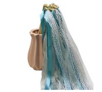 Qiantull 10 x Wedding Wands Boda Varillas con cascabeles y cinta de encaje, bastones de hadas con purpurina, para bodas, cumpleaños, fiestas, color azul