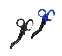 Qiantull 2 tijeras de vendaje, tijeras de rescate, tijeras para ropa, vendajes, trauma, tijeras médicas, primeros auxilios, tijeras de emergencia para vendajes, tiritas y tela, color negro + azul, 15