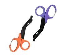 Qiantull 2 tijeras de vendaje, tijeras de rescate, tijeras para ropa, vendajes, trauma, tijeras médicas, primeros auxilios, tijeras de emergencia para vendajes, tiritas y tela, naranja + morado, 19 cm
