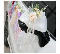 Qiantull 4 lazos de coche para boda, decoración de coche, flores artificiales, espejo retrovisor, manija de puerta, flor decorativa, flor de coche, simulación de flores, lazos de coche para bodas