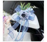 Qiantull 4 piezas de lazos para auto de boda, adornos para auto, flor artificial, lazo para retrovisor, asa de puerta, flor decorativa, simulación de flor para auto de boda, lazos de flor para bodas