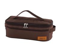 Qiantull Bolsa de cubiertos para exteriores, camping, pícnic, portátil, marrón