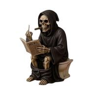 Qiantull Figuras de esqueleto de dedo medio, figura de retrete de resina, figura decorativa de calavera, esqueleto, esculturas, figuras espeluznantes, figuras de esqueleto, decoración para Halloween