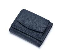 Qiantull Kleine Geldbörse Damen Geldbeutel Echtleder Mini Portemonnaie mit RFID Schutz Kreditkartenetui Münzfach Geldbörse Geldtasche für Frauen und Mädchen 7 x 10 x 3 cm, azul oscuro
